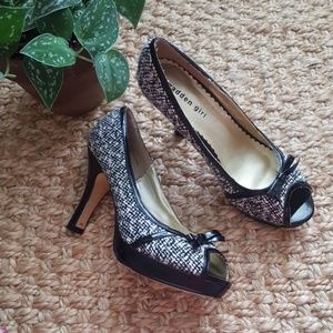 Madden Girl Tweed Peep Toe Pumps